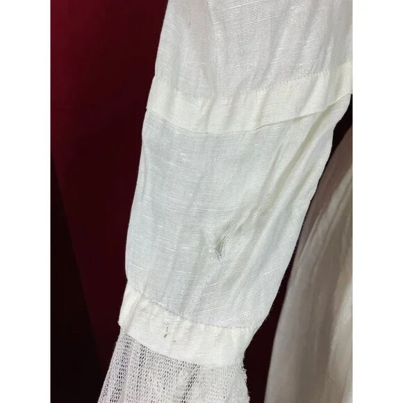 Tall C 1908 Fancy Lace Linen Dress Summer Edwardian Bell Sleeve - Picture 6 of 12
